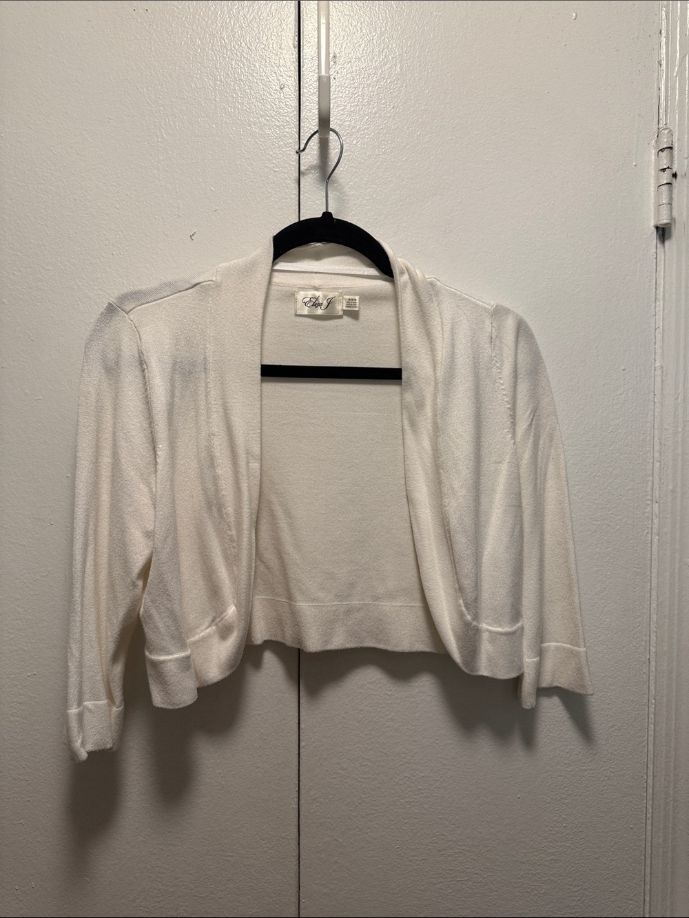 Eliza J White Cropped Open-Front Shrug